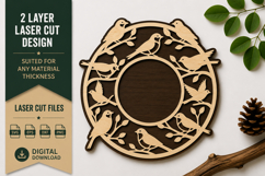 Bird Wreath Frame Laser Cut SVG Design bird wreath svg, bird Product Image 1