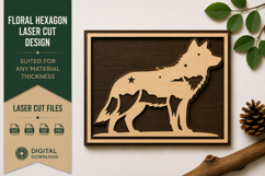 Howling Wolf Rectangle Frame Laser Cut SVG Design howling Product Image 1