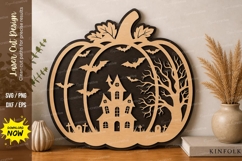 Haunted House Pumpkin laser Cut svg Cutting file haunted Product Image 1