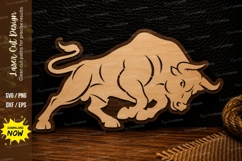 Charging Bull Laser Cut SVG Design charging bull svg, bull Product Image 1