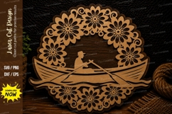 Rowboat Floral Wreath Laser Cut SVG Design rowboat svg, flor Product Image 1