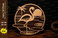 Flamingo Sunset Circle Laser Cut SVG Design flamingo svg, Product Image 1