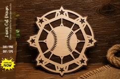 Baseball Mandala Laser Cut SVG Design baseball mandala svg, Product Image 1