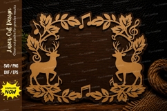 Deer Musical Floral Frame Laser Cut SVG Design deer floral Product Image 1