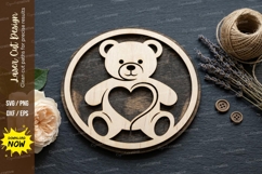 Teddy Bear Frame laser Cut svg Cutting file, teddy bear svg Product Image 1