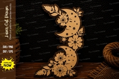 Floral Crescent Moon Laser Cut SVG Design floral crescent Product Image 1