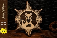 Fox Compass Laser Cut SVG Design fox compass svg, fox silhou Product Image 1
