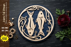 Fish Round Frame laser Cut svg Cutting file, fish svg, fish Product Image 1