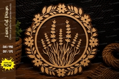 Lavender Floral Wreath Laser Cut SVG Design lavender wreath Product Image 1