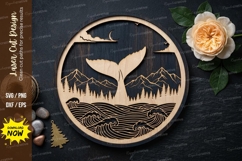 Whale Mountain Scene laser Cut svg Cutting file, whale svg Product Image 1