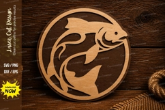 Koi Fish Circle Laser Cut SVG Design koi fish svg, koi circl Product Image 1