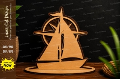 Sailboat Compass Laser Cut SVG Design sailboat svg, compass Product Image 1