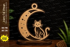 Moon Cat Ornament Laser Cut SVG Design moon cat svg, crescen Product Image 1