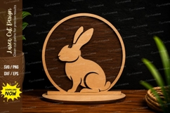 Rabbit Circle Frame Laser Cut SVG Design rabbit circle svg, Product Image 1