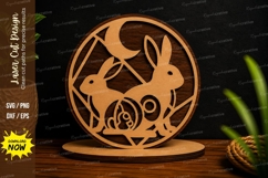 Moon Rabbits Circle Laser Cut SVG Design moon rabbits svg, Product Image 1