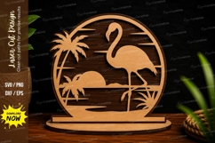 Flamingo Sunset Circle Laser Cut SVG Design flamingo sunset Product Image 1