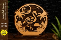 Flamingo Tropical Sunset Laser Cut SVG Design flaming Product Image 1