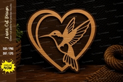 Hummingbird Heart Frame Laser Cut SVG Design hummingbird svg Product Image 1