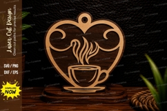 Coffee Heart Ornament Laser Cut SVG Design coffee heart svg, Product Image 1