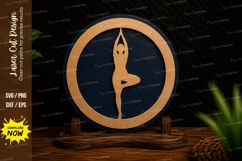 Tree Pose Yoga Circle Laser Cut SVG Design tree pose yoga sv Product Image 1