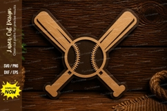 Crossed Baseball Bats Laser Cut SVG Design crossed baseball Product Image 1