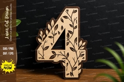 Floral Number 4 Laser Cut Decorative File number 4 floral Product Image 1