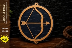 Bow and Arrow Circle Laser Cut SVG Design bow and arrow svg, Product Image 1