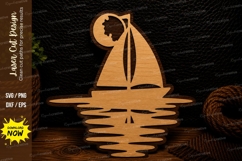 Sailboat Moon Reflection Laser Cut SVG Design sailboat svg, Product Image 1