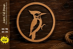 Woodpecker Circle Laser Cut SVG Design woodpecker svg Product Image 1
