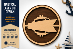 Cruise Ship Round Laser Cut SVG Design cruise ship svg Product Image 1