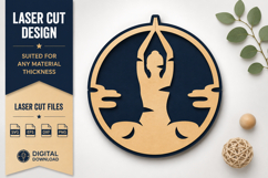 Yoga Lotus Circle Laser Cut SVG Design yoga lotus svg, yoga Product Image 1