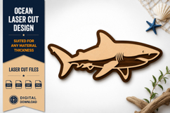 Shark Silhouette Laser Cut SVG Design shark svg, shark laser Product Image 1