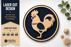 Rooster Circle Laser Cut SVG Design rooster circle svg Product Image 1