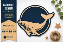 Humpback Whale Circle Laser Cut SVG Design whale svg Product Image 1