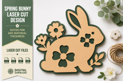 Floral Easter Bunny Laser Cut SVG Design easter bunny svg, Product Image 1
