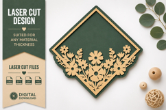 Wildflower Diamond Frame Laser Cut SVG Design diamond flower Product Image 1
