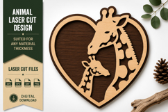 Giraffe Heart Laser Cut SVG Design giraffe heart svg, giraff Product Image 1