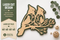 Love Birds Branch Laser Cut SVG Design love birds svg, bird Product Image 1