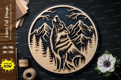 Wolf Round Frame laser Cut svg Cutting file, wolf svg, wolf Product Image 1