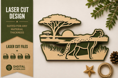 Cheetah Safari Landscape Laser Cut SVG Design cheetah safari Product Image 1