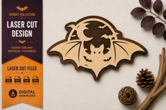 Bat Moon Emblem Laser Cut SVG Design bat emblem svg, moon Product Image 1