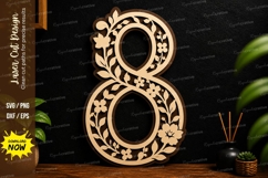 Floral Number 8 Laser Cut Wall Art File number 8 floral Product Image 1