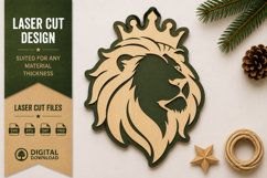 Crowned Lion Head Laser Cut SVG Design crowned lion svg Product Image 1