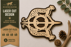Running Cheetah Compass Laser Cut SVG Design running cheetah Product Image 1