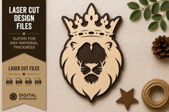Royal Lion Crown Laser Cut SVG Design royal lion svg, crowne Product Image 1