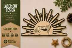Cheetah Sunrise Laser Cut SVG Design cheetah sunrise svg Product Image 1