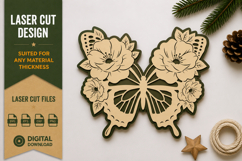 Butterfly Floral Laser Cut SVG Design butterfly floral svg Product Image 1