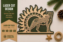 Cheetah Sunburst Laser Cut SVG Design cheetah sunburst svg Product Image 1