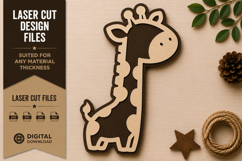 Cute Baby Giraffe Laser Cut SVG Design baby giraffe svg, cut Product Image 1
