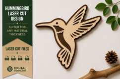Flying Hummingbird Laser Cut SVG Design hummingbird svg, fly Product Image 1